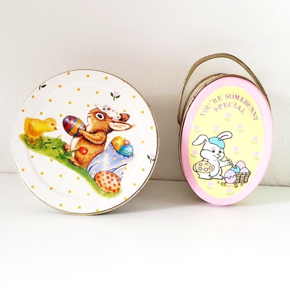 Vintage 1900s Easter Mini Picnic Basket GUC